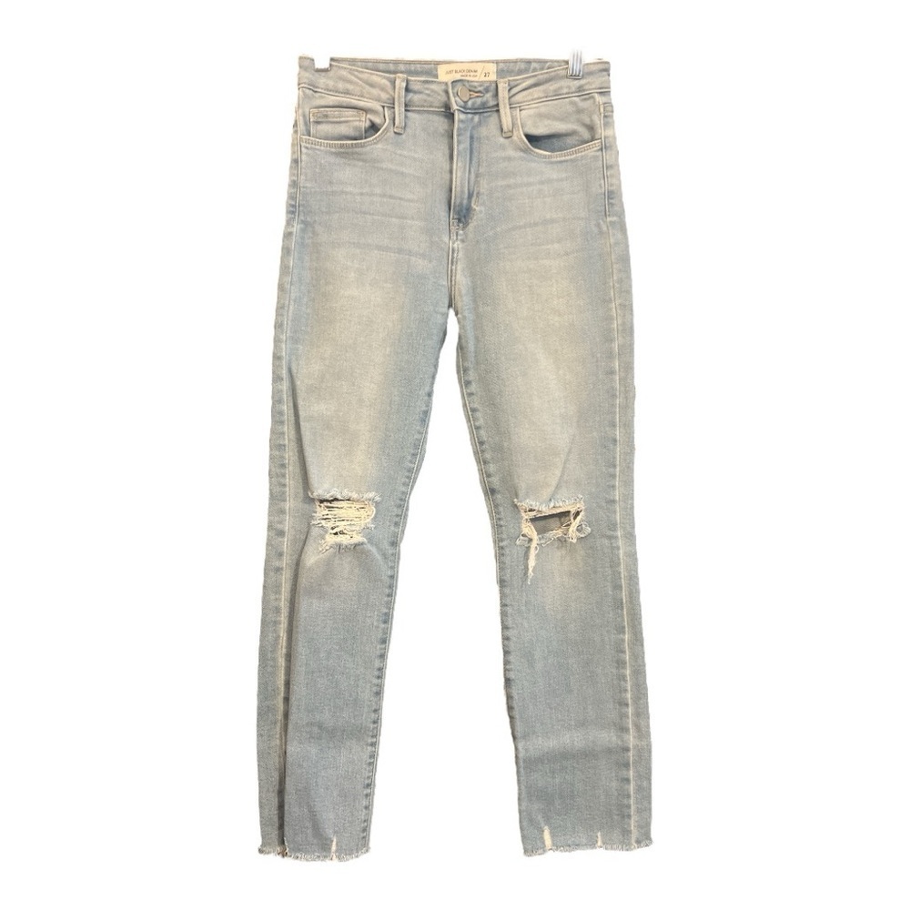 Just Black Denim Made in the USA Straight Leg Raw Hem Light‎ Wash Jeans Size 27